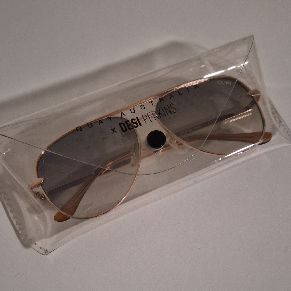 Quay Australia X Desi Perkins Highkey MINI style Gold Frame Sunglasses